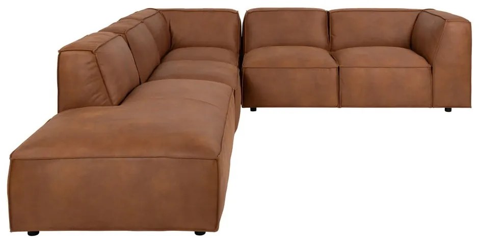 Colțar maro coniac cu tapițerie din imitație de piele (colț stânga) Fairfield Kentucky – Bonami Selection