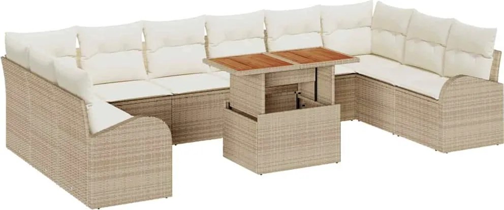 vidaXL Set de canapele pentru grădină 11 pcs Bej Rattan poli