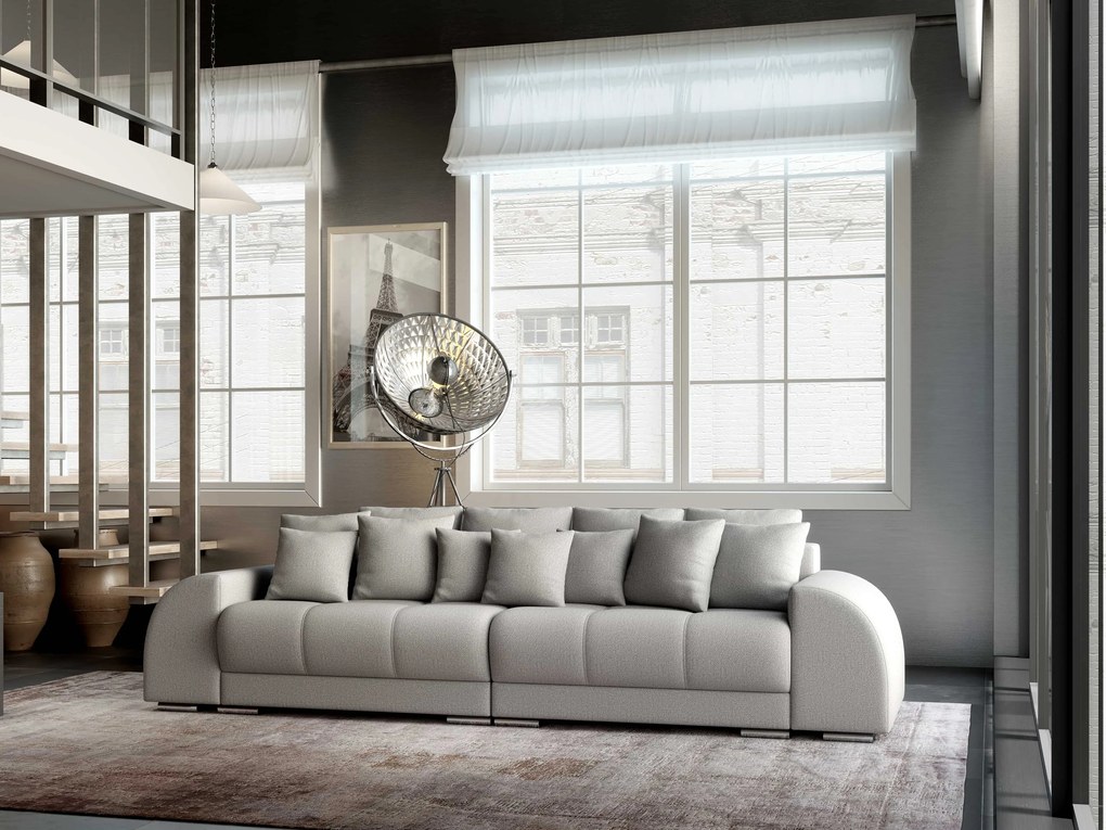 Canapea extensibilă dumonde cu 2 lăzi de depozitare si sezut confortabil din spuma high-density, Verona Enjoy Silver 310x100 cm