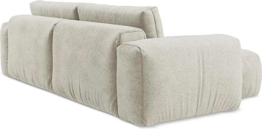 Colțar bej extensibil cu tapițerie din chenille (cu colț pe partea stângă/cu șezlong) Kuki – Makamii