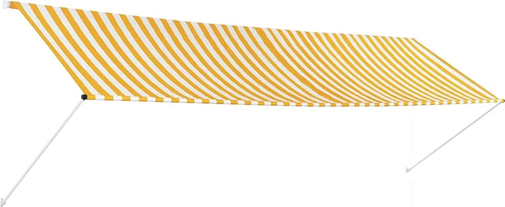 vidaXL Copertină retractabilă, galben și alb, 400 x 150 cm