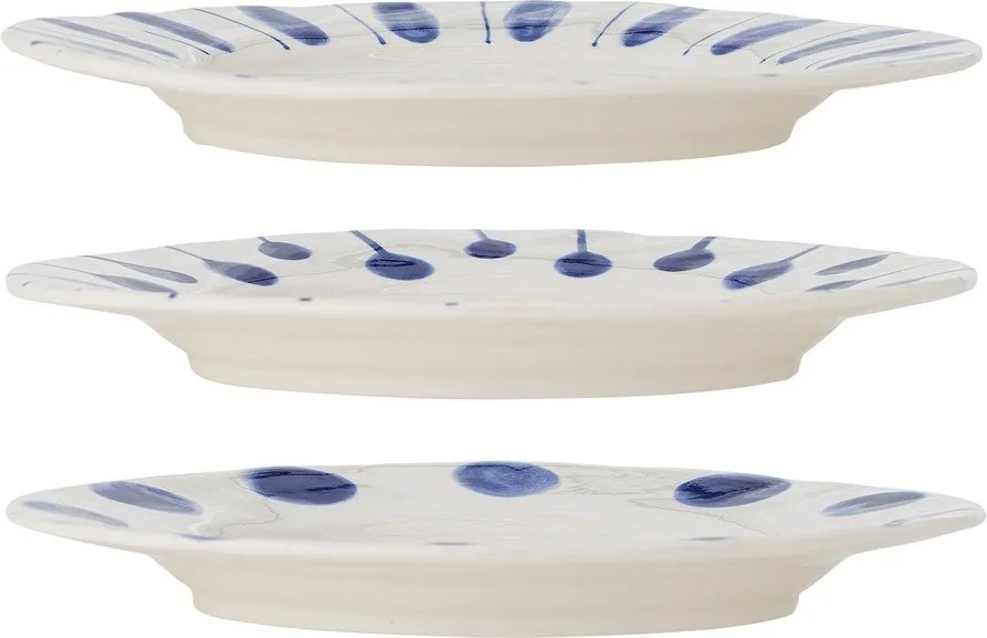 Farfurii albe/albastre 3 buc. din gresie ø 28 cm Linora – Bloomingville