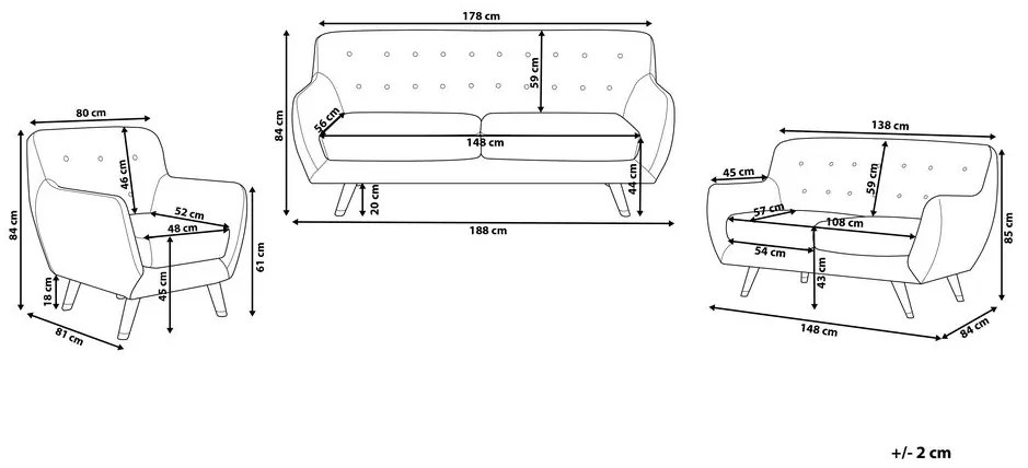 Set canapele Bodmin (gri). 1011128