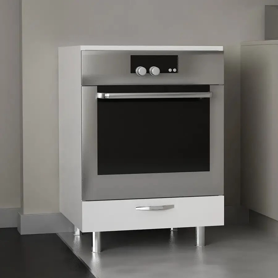 Dulap masca aragaz, cuptor bucatarie cu sertar, Homs, alb, 85 x 60 x 59 cm