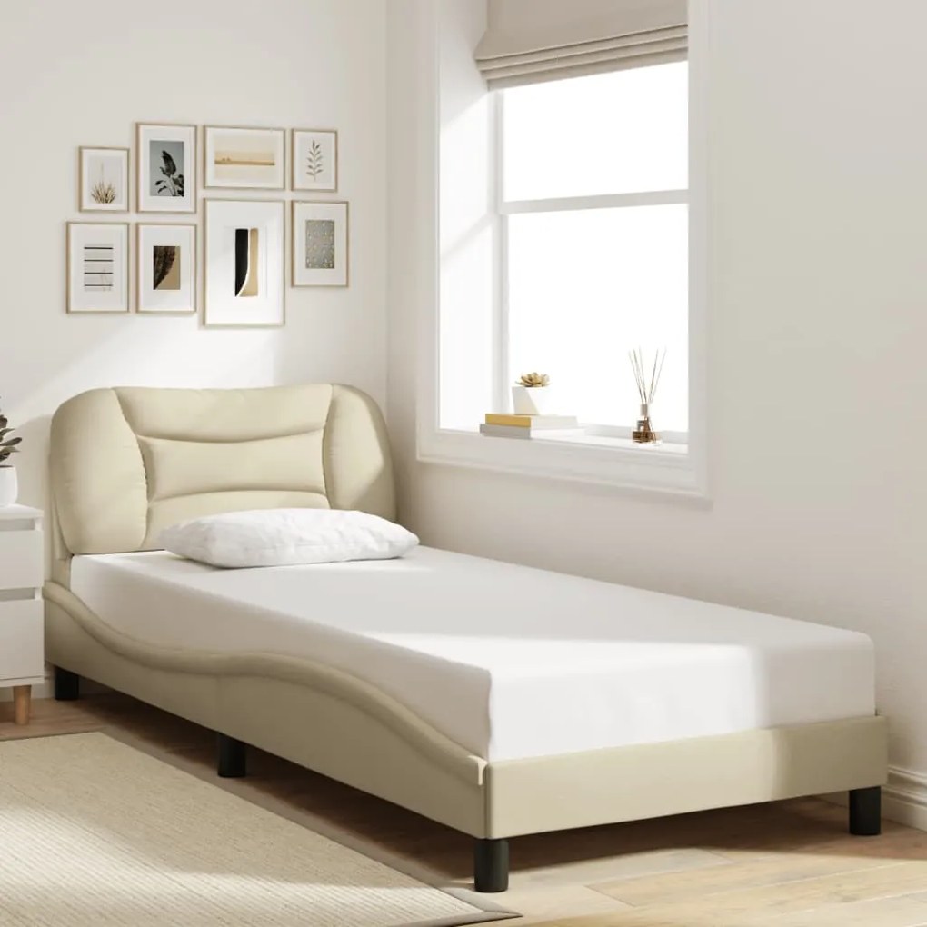 vidaXL Cadru de pat fără saltea cremă 90x200 cm țesătură