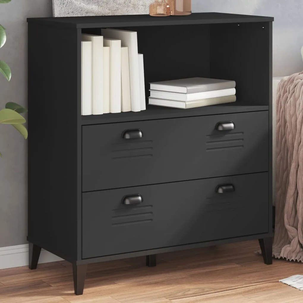 vidaXL Bibliotecă „VIKEN”, negru, 80x40x90 cm, lemn prelucrat