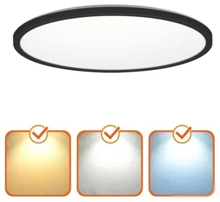 Plafonieră LED cu senzor pentru baie NIVERA LED/18W/230V IP54 d. 30 cm negru + telecomandă