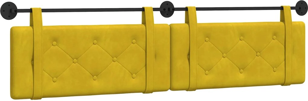vidaXL Cap de pat suspendat Pe perete Galben 210 x 55 x 5 cm Catifea
