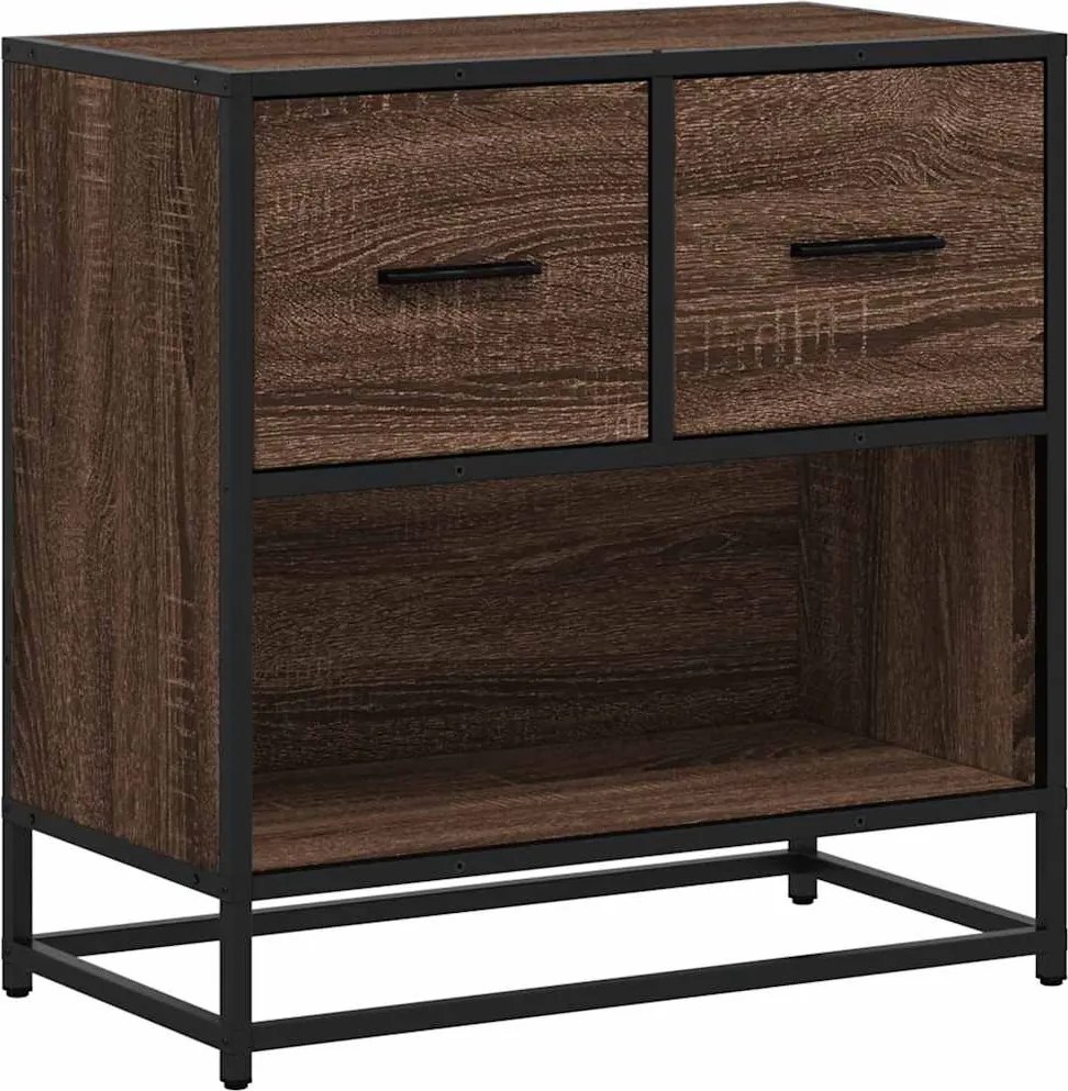 vidaXL Noptiera stejar maro 60x31x60 cm lemn prelucrat si metal