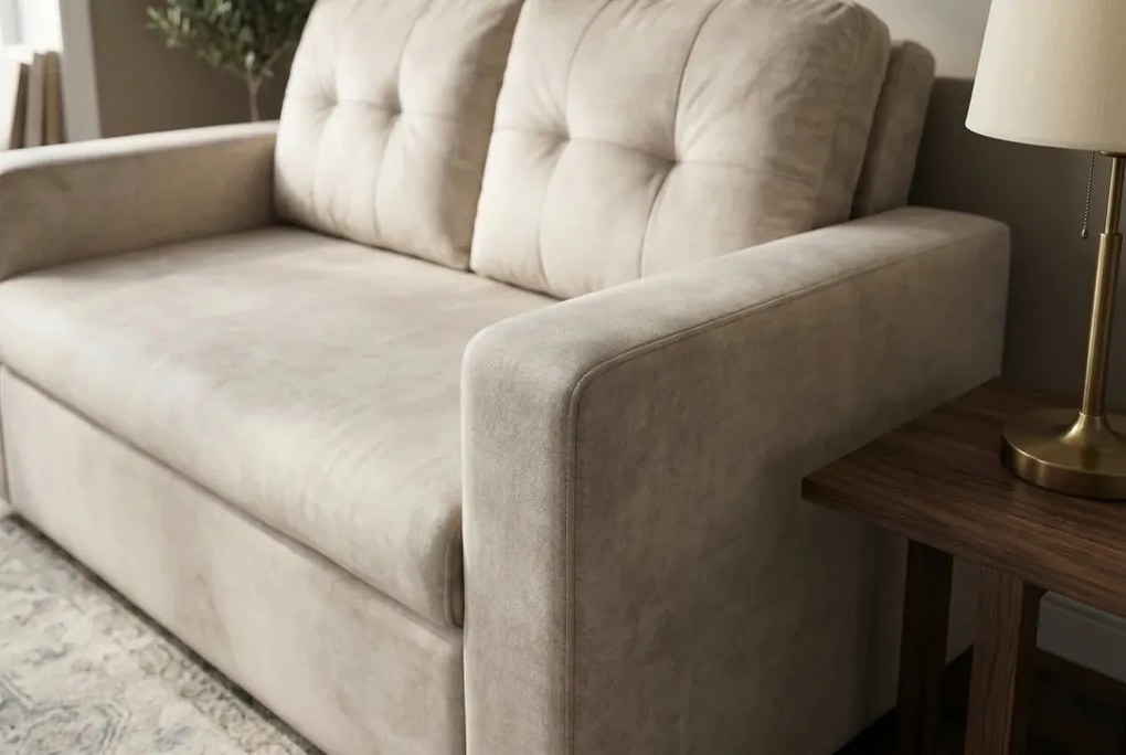Canapea extensibila, catifea champagne beige, SMART 140cm