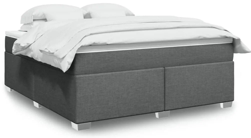 vidaXL Pat box spring cu saltea, gri închis, 180x200 cm, textil