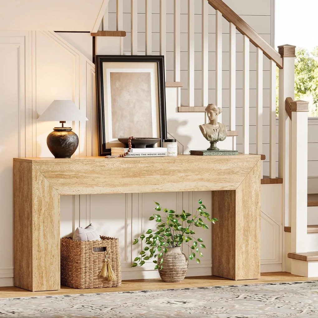 MAM27 - Masa Consola, 160 cm, masuta hol, Imitatie Travertin, living, dining, dormitor - Maro