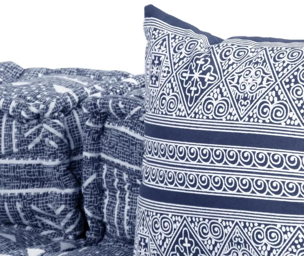 Canapea puf modulara cu 4 locuri, indigo, material textil 1, Indigo, Canapea de colt cu 4 locuri cu spatar