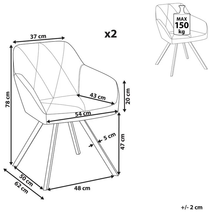 Set 2 buc. scaune pentru sufragerie Manly (bej). 1009981