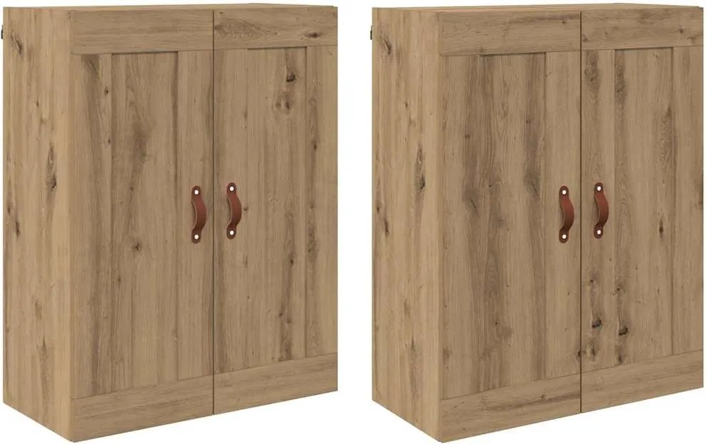 vidaXL Cabinet suspendat 2 pcs Stejar Artizanal 69,5 x 34 x 90 cm