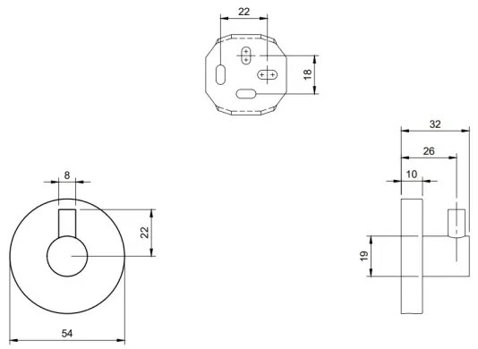 Villeroy & Boch TVA15101100061 - Cârlig de perete ELEMENTS, crom lucios