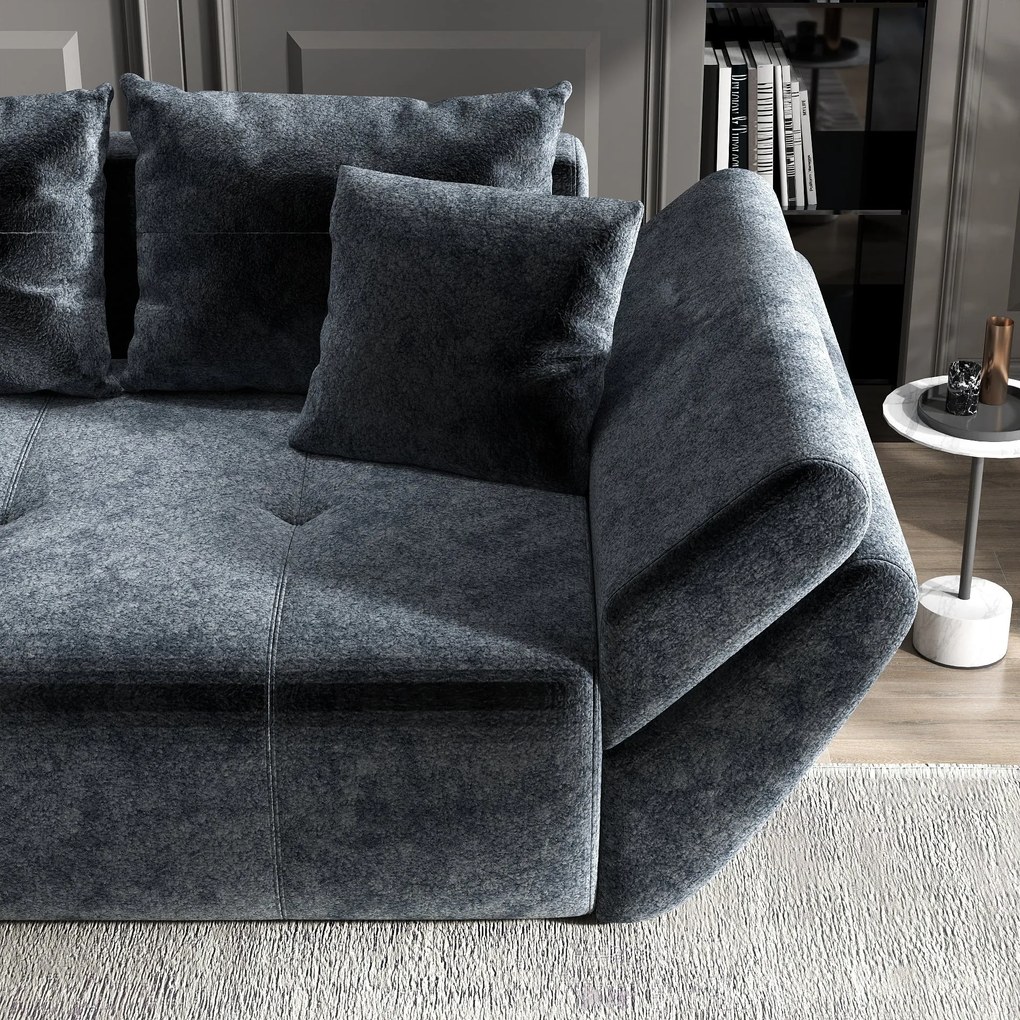 Canapea extensibilă dumonde cu ladă de depozitare si sezut confortabil din spuma high-density, Berlin Euphoria Grafit 250x100 cm