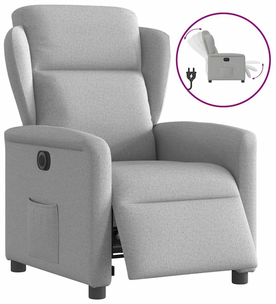 vidaXL Scaun reclinabil electric Cloud Grey Fabric