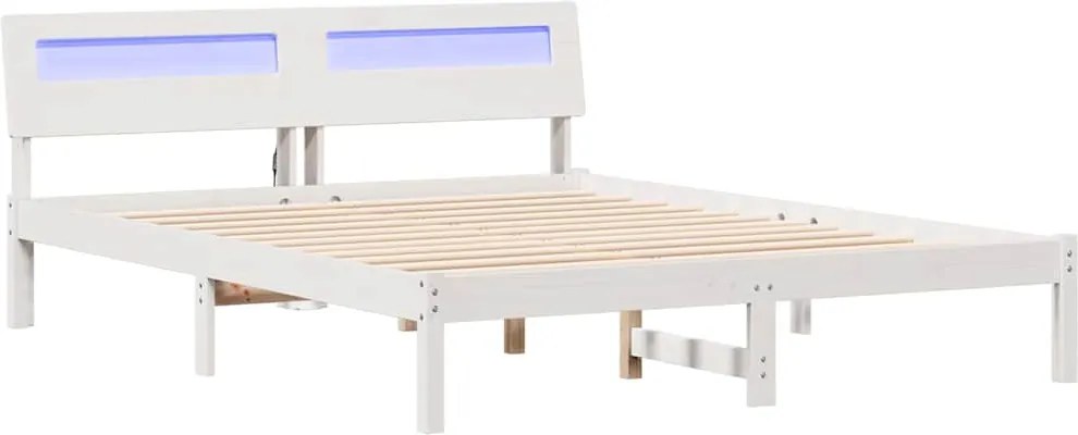 vidaXL Cadru de pat cu headboard Alb 140 x 200 cm Lemn de pin masiv