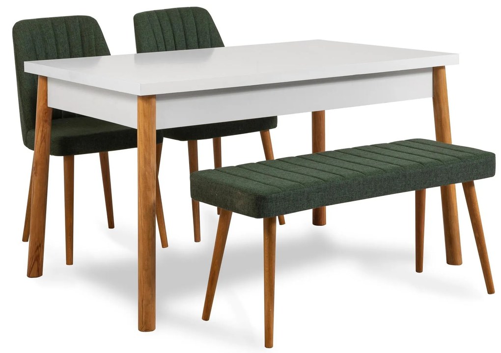 Set mobilier sufragerie Bimuvo 4 (pin atlantic + alb + verde) (pentru 4 persoane). 1095035