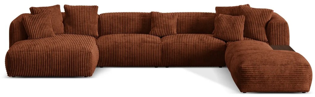 Coltar modular Martina in forma de U cu colt pe partea dreapta si tapiterie din catifea reiata