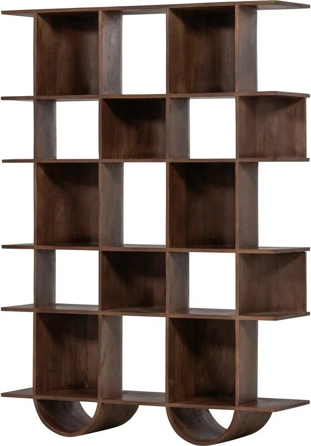 Bibliotecă maro închis din lemn de mango 130x180x35 cm Sinne – WOOOD