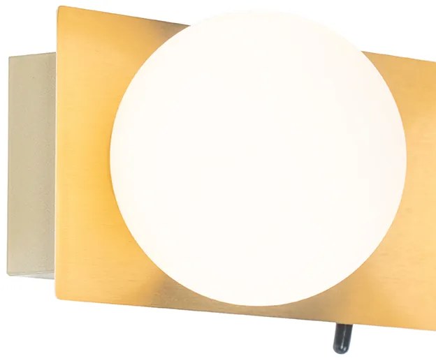 Aplică aurie 28 cm IP44 cu 2 lumini cu întrerupător - Cederic