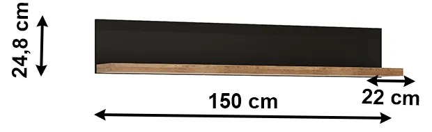 Raft, stejar lefkas închis / negru mat, LUCITA HAVD01