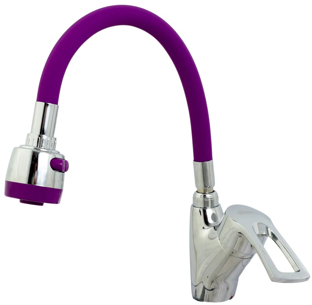 Baterie bucatarie ,TRENDY S, pipa flexibila mov , perlator doua functii