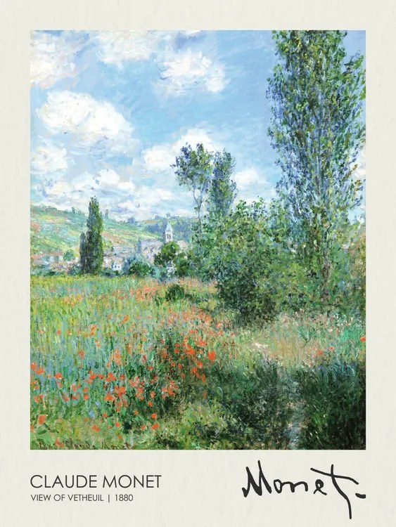 Reproducere View of Vetheuil (1880), Claude Monet