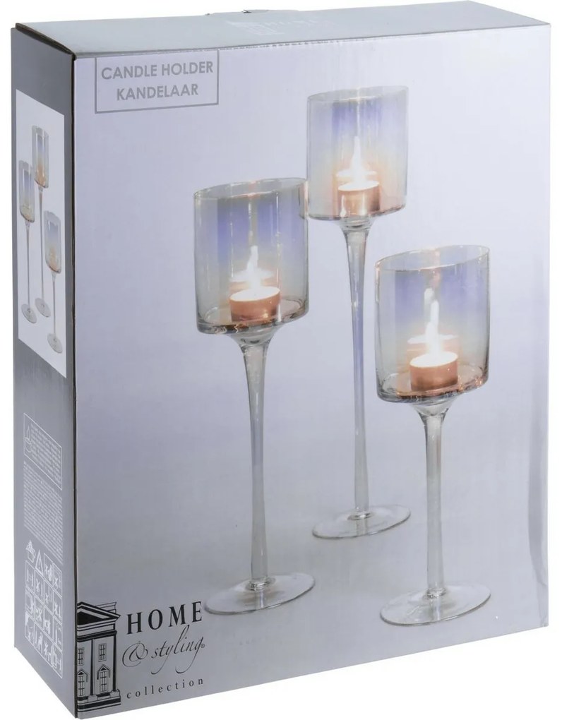 Set de sfeșnice decorative din sticlă Home andStyling, 3 bucăți