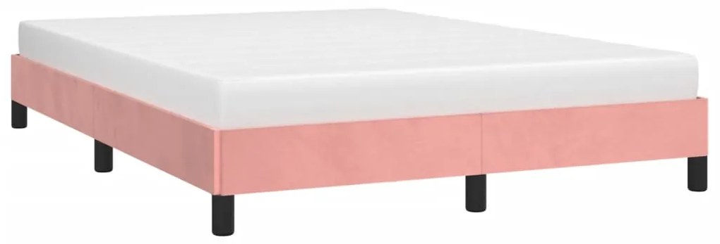 Cadru de pat, roz, 140x190 cm, catifea Roz, 25 cm, 140 x 190 cm