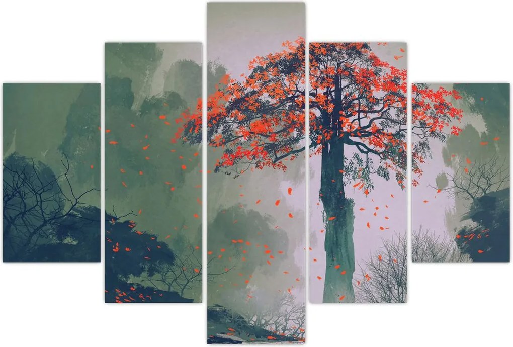 Tablou - Copacul roșu singuratic (150x105 cm)