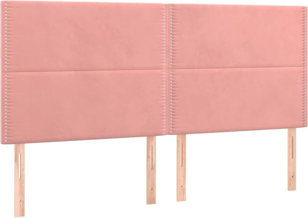vidaXL Tăblie de pat roz 160x5x118/128 cm catifea