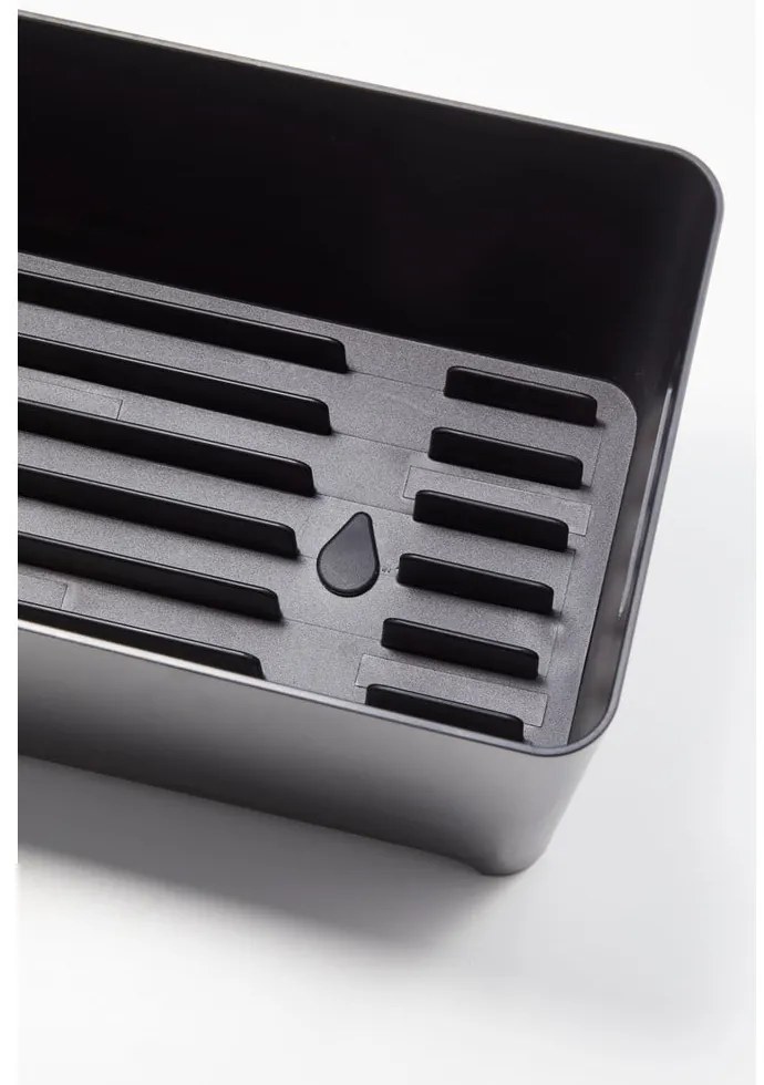 Suport de scurgere vase din silicon Yamazaki Flow, negru