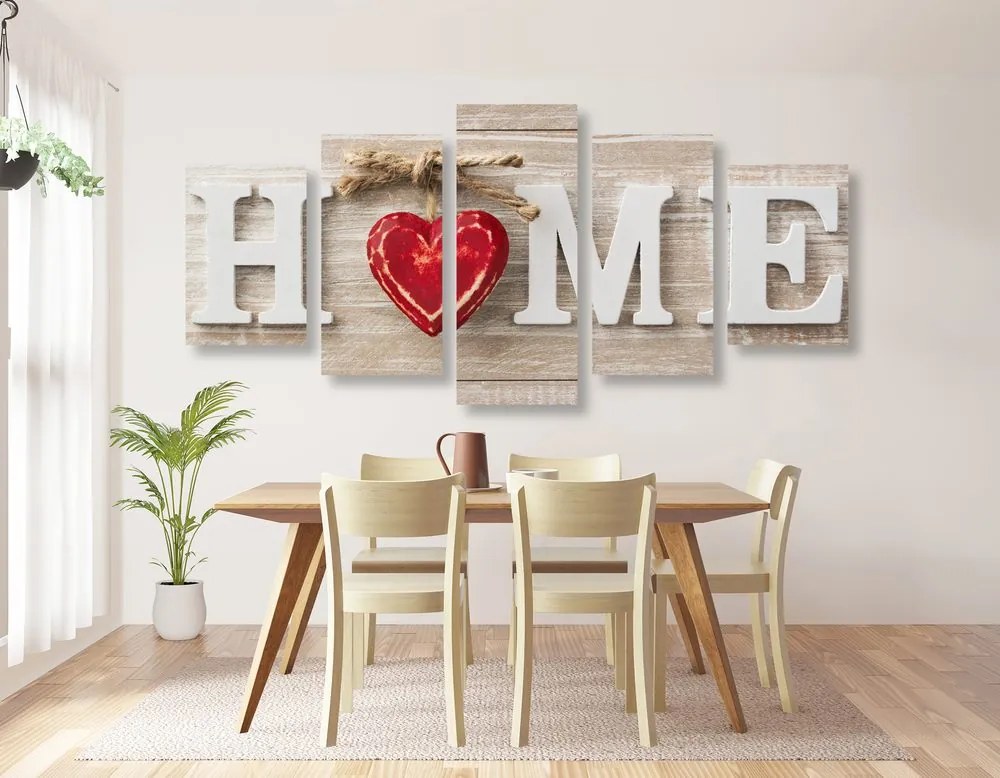 Tablou 5-piese cu inscripția Home