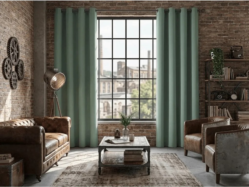 Draperie OXFORD verde-gri 140x250 cm Agatat: Inele metalice