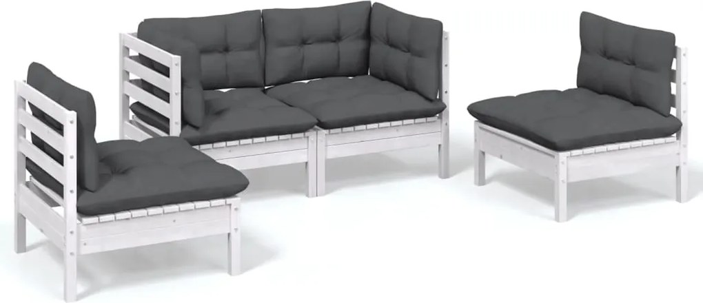 vidaXL Set mobilier grădină cu perne, 4 piese, lemn de pin