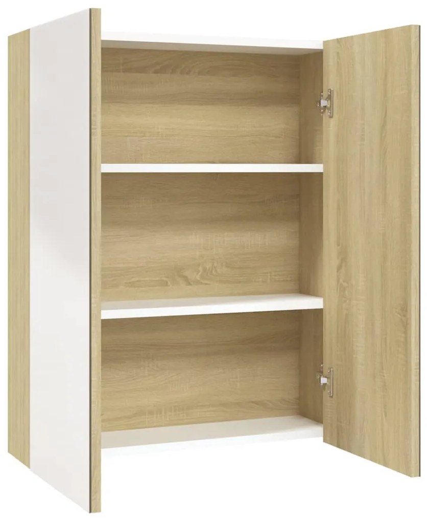 331530 vidaXL Dulap de baie cu oglindă, alb și stejar, 60x15x75 cm, MDF
