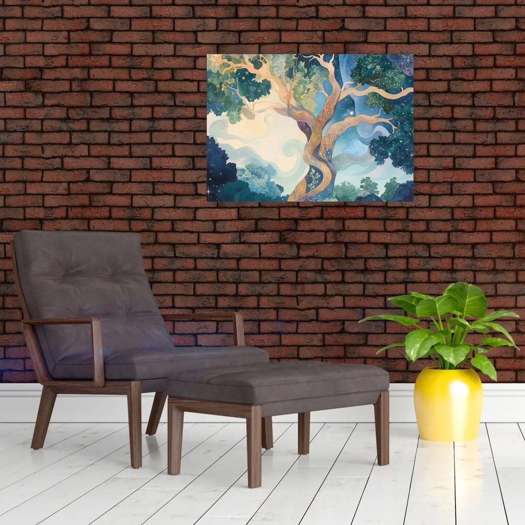 Tablou pe sticlă – Arbore cosmic (70x50 cm)