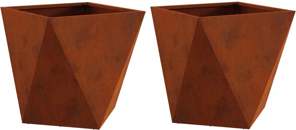 vidaXL Jardinieră 2 pcs Ruginit 50 x 50 x 50 cm
