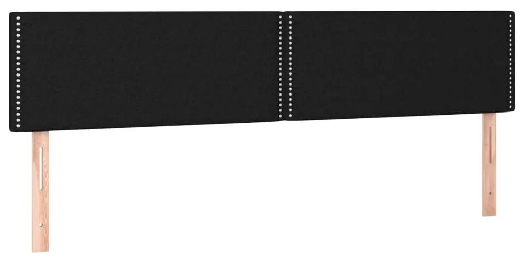 Pat box spring cu saltea, negru, 200x200 cm, textil Negru, 200 x 200 cm, Culoare unica si cuie de tapiterie