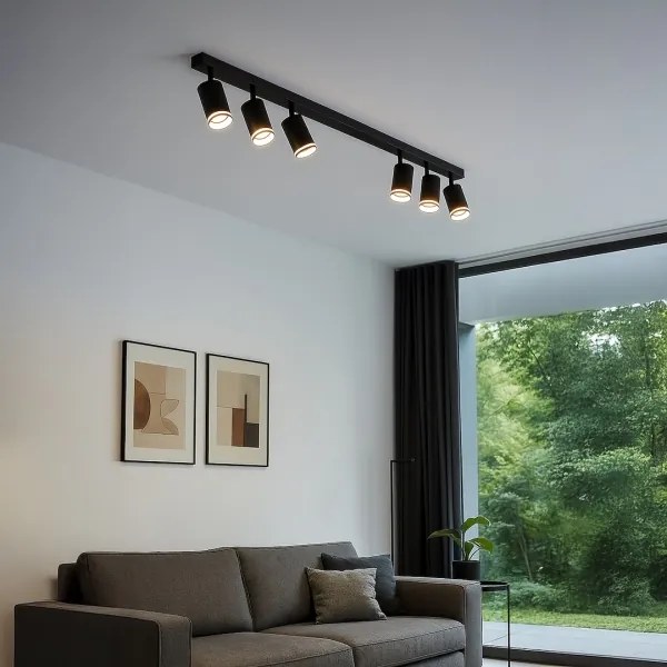 Spot aplicat PIPE 6x GU10/10W/230V negru