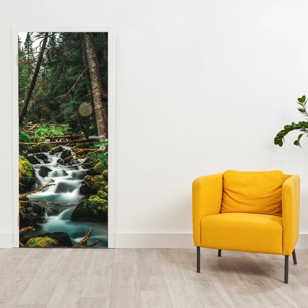 Fototapet pentru ușă - Pârâu în pădure (95x205cm)