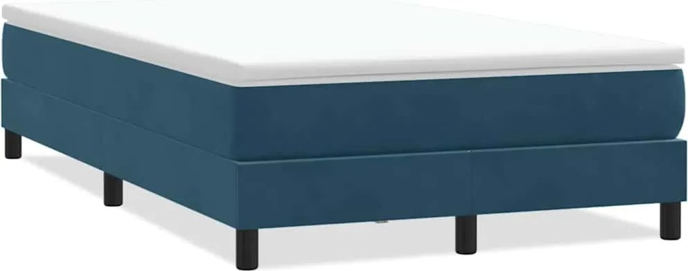 vidaXL Pat cu arcuri fără saltea Albastru închis 120x210 cm catifea