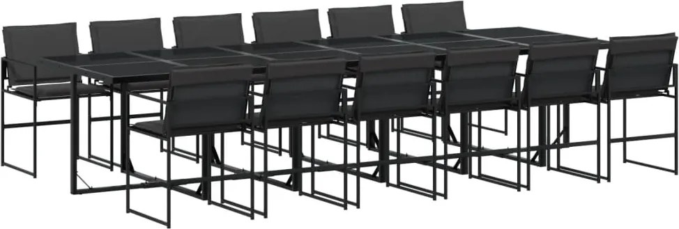 vidaXL Set mobilier de grădină, 13 piese, cu perne, negru, textilenă
