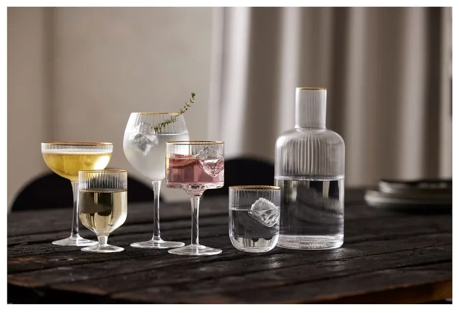 Set 4 pahare pentru cocktail Lyngby Glas Palermo, 315 ml, auriu