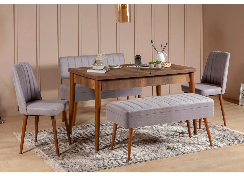 Set mobilier sufragerie Vlasta 2 (nuc + gri) (pentru 6 persoane). 1073081