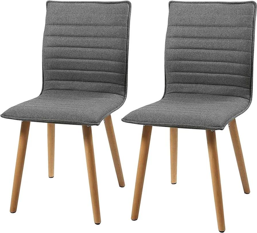 Set de 2 scaune tapitate Kean I tesatura/lemn, gri deschis, 44 x 88 x 55.5 cm