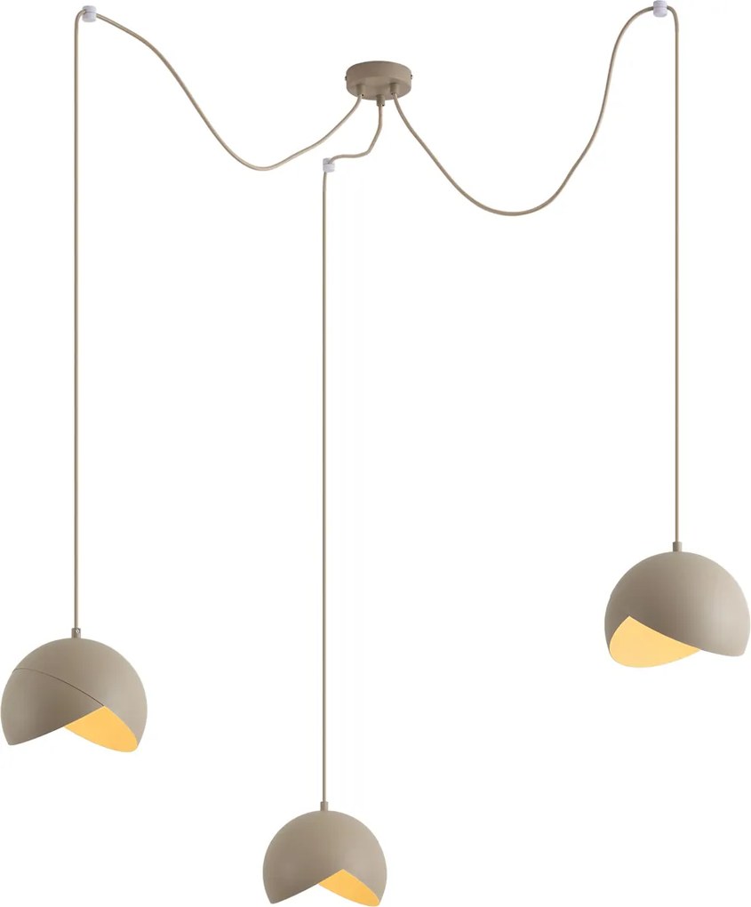 Lampă suspendată de design bej cu sticlă opală cu 3 lumini - Tulip